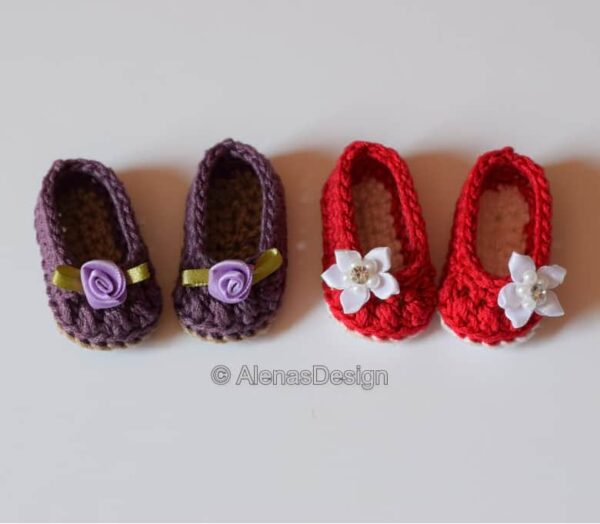 Red and Purple Doll Shoes with Flowers