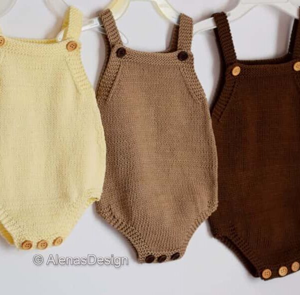 Basic Baby Romper Knitting pattern #264 cream brown khaki