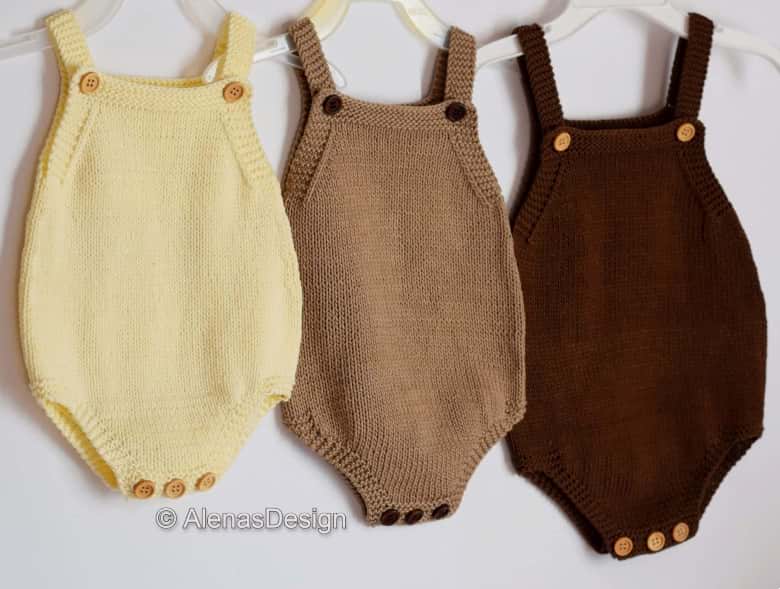 Basic Baby Romper Knitting pattern #264 cream brown khaki