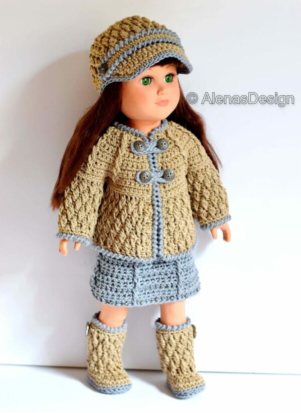 18 inch Doll diamond set pattern taupe