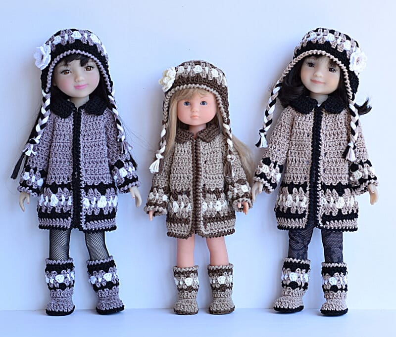13" and 14.5" dolls winter outfit Crochet Pattern