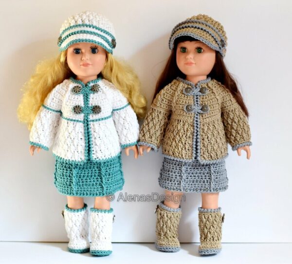 Diamond Set Patterns 4 PC White and Taupe for 18" Doll