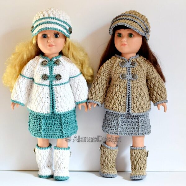 Diamond Set Patterns 4 PC White and Taupe for 18" Doll