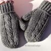 Adult Cabled Mittens Crochet Pattern Grey