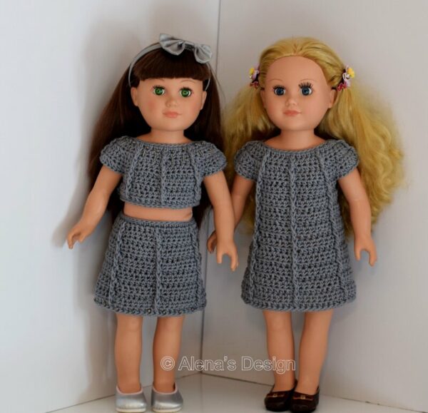 18" Doll Gray Starlight Set Dress, Crop Top and Skirt