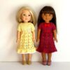 Wellie Wishers 14.5" Dolls wear red and yellow Tulip Lace Dresses