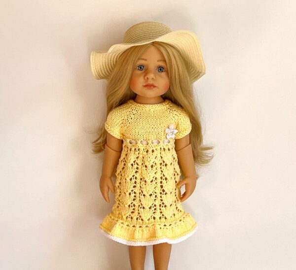 14.5" Gotz Little Kidz Doll wear knitted yellow Tulip Lace Dress