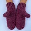 Crochet Adult Small Mittens in Rose Pink