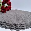 Crochet Scallop Edged Placemats in grey