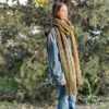Hand Knitted Striped Scarf with Fringe