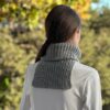Madeline Rib Cowl Knitting Pattern shown in gray, back