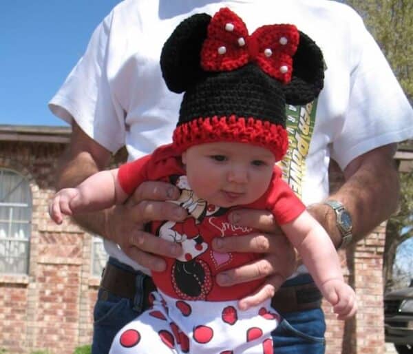 Baby Minnie Mouse Hat with red bow and red band