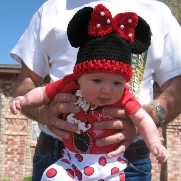 Baby Minnie Mouse Hat with red bow and red band