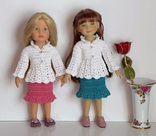 White Petals Doll Set Crochet Pattern for 14.5" Doll